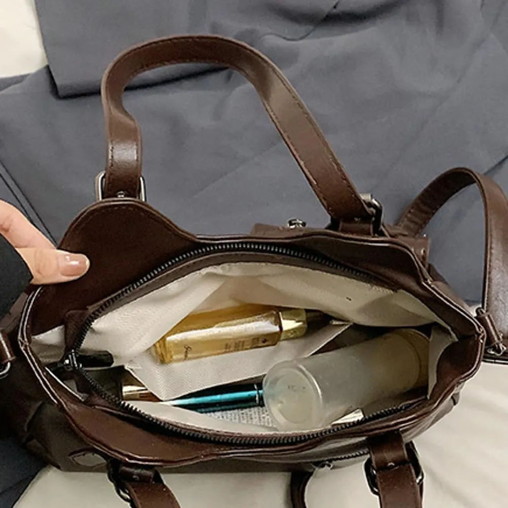 Retro Crossbody Bag For Women Satchel Bag Vegan Leather Shoulder Bags Womens Work Purses Y2K Tote Handbag Winter Travel