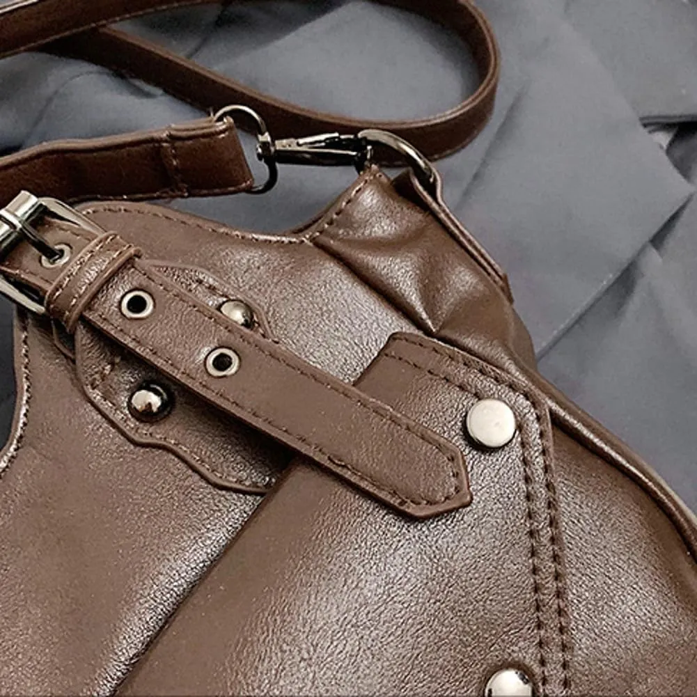 Retro Crossbody Bag For Women Satchel Bag Vegan Leather Shoulder Bags Womens Work Purses Y2K Tote Handbag Winter Travel