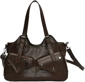 Retro Crossbody Bag For Women Satchel Bag Vegan Leather Shoulder Bags Womens Work Purses Y2K Tote Handbag Winter Travel