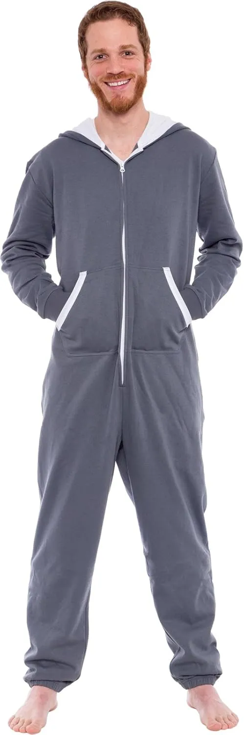 Ross Michaels Men's Hooded Jumpsuit - Zip Up One Piece Pajamas