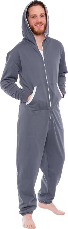 Ross Michaels Men's Hooded Jumpsuit - Zip Up One Piece Pajamas