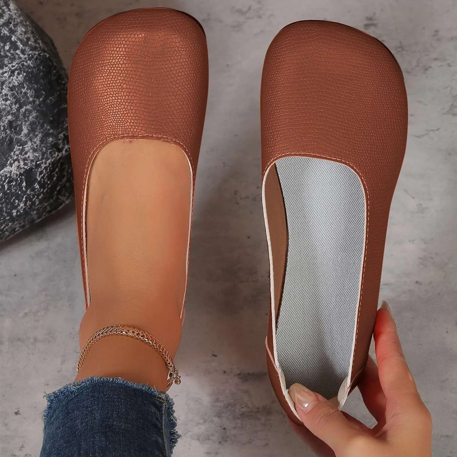 Round Toe Women Flat Shoes Slip on Dress Ballet Flats Shoes Women Comfort Solid Flat Shoe Close Toe Slingback Work Moccasins Comfortable Lightweight Breathable Going Out Footwear