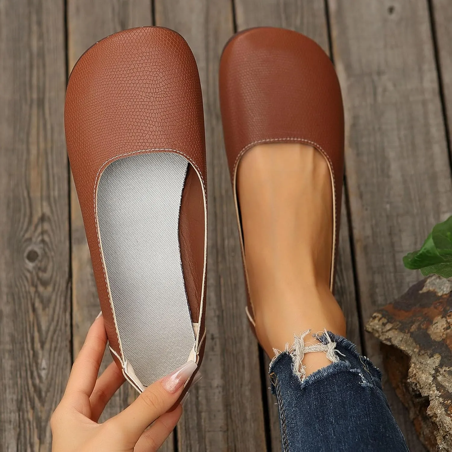 Round Toe Women Flat Shoes Slip on Dress Ballet Flats Shoes Women Comfort Solid Flat Shoe Close Toe Slingback Work Moccasins Comfortable Lightweight Breathable Going Out Footwear