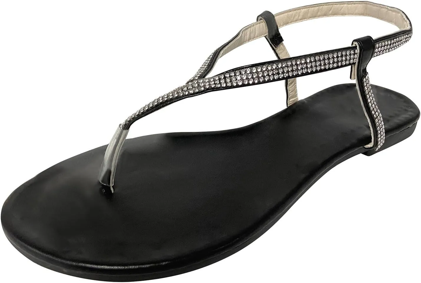 Sandals for Women 2024 Dressy Platform Summer Bohemia Bling Rhinestone Pearl Flat Sandals Flat Gladiator Open Toe Shoes