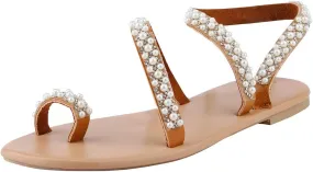 Sandals for Women Thong,Women's Bohemia Bling Rhinestone Flat Sandals Flat Gladiator Sandals Open Toe Dress Shoes
