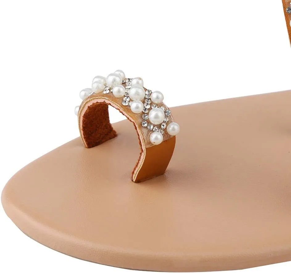 Sandals for Women Thong,Women's Bohemia Bling Rhinestone Flat Sandals Flat Gladiator Sandals Open Toe Dress Shoes