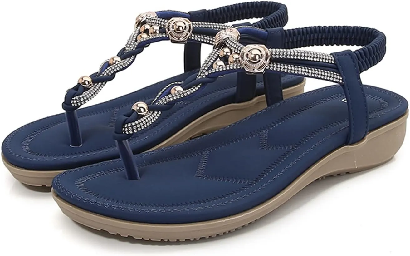 Sandals for Women Women's Flat Sandals Flat for Women Womens Comfortable Orthopedic Outdoor Beach Poolside Travel Camping