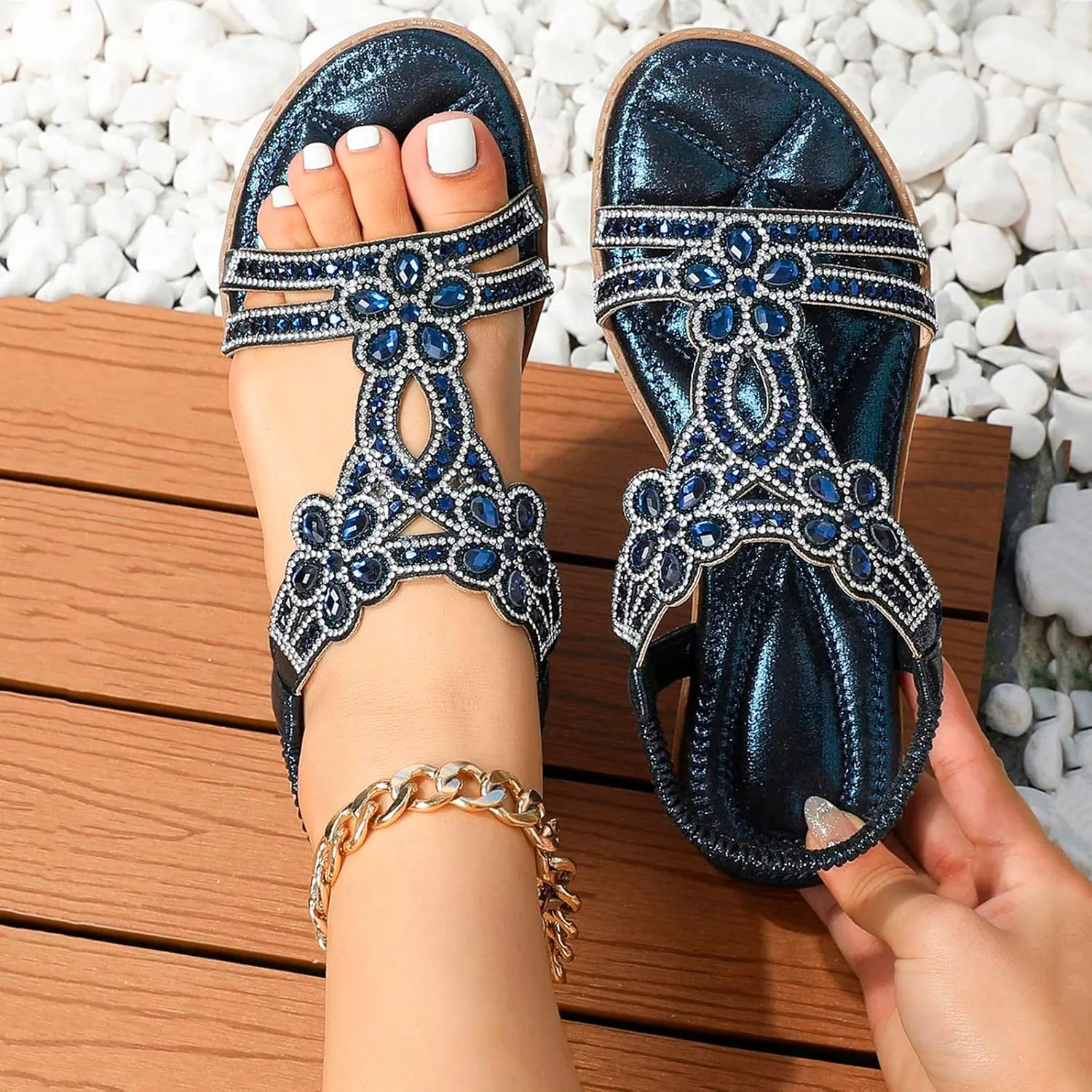 Sandals for Women Women's Flat Sandals Womens Flat for Women Dressy Wide Arch Support Walking Casual Summer Comfortable