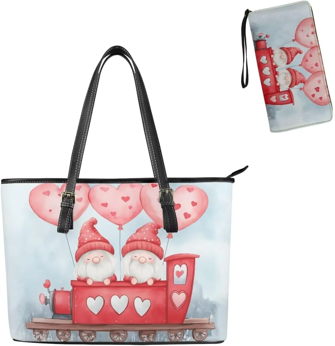 Satchel Handbags Saddle Purse Matched Zipper Wallet Womens 2 Pcs