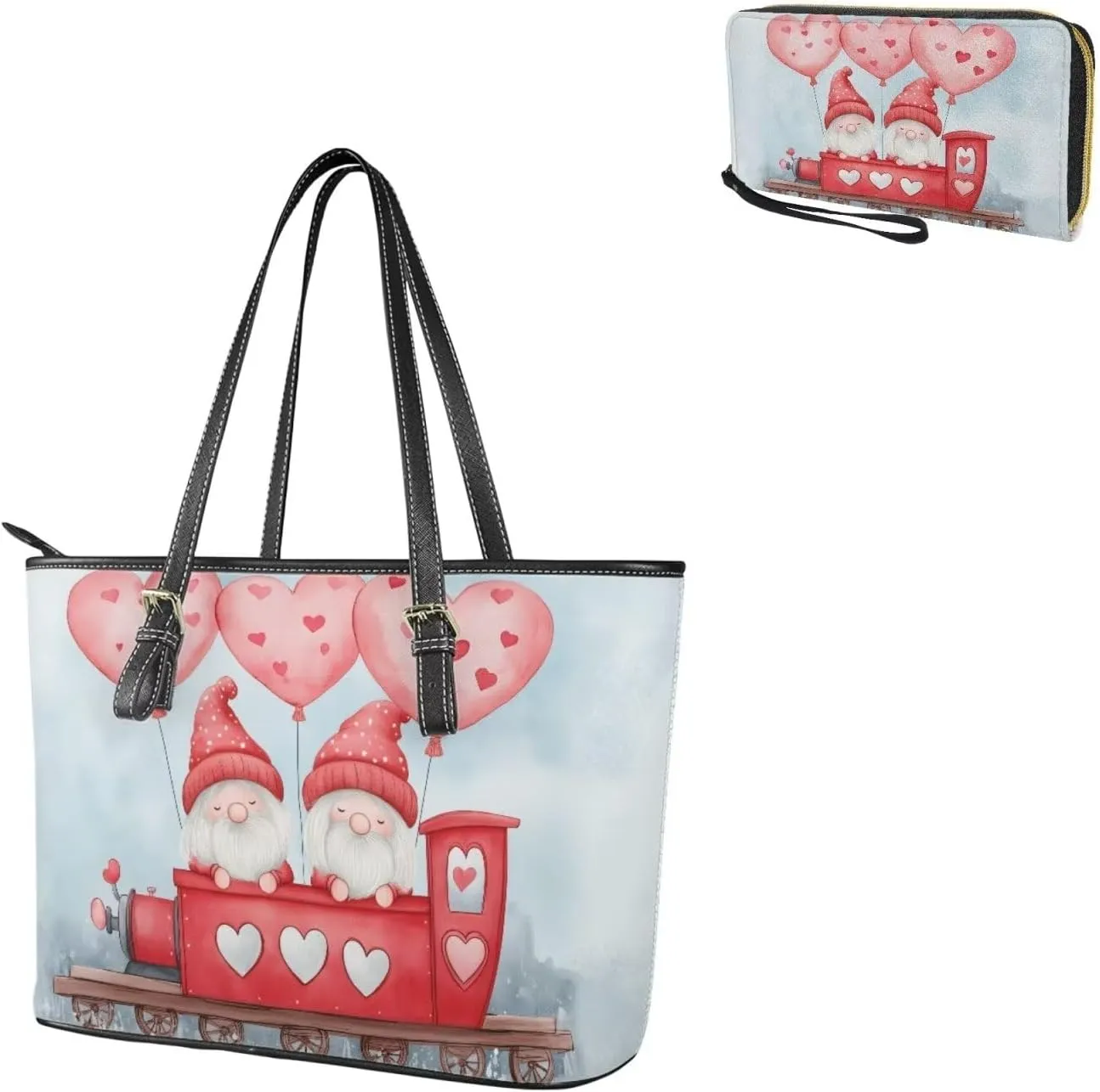Satchel Handbags Saddle Purse Matched Zipper Wallet Womens 2 Pcs