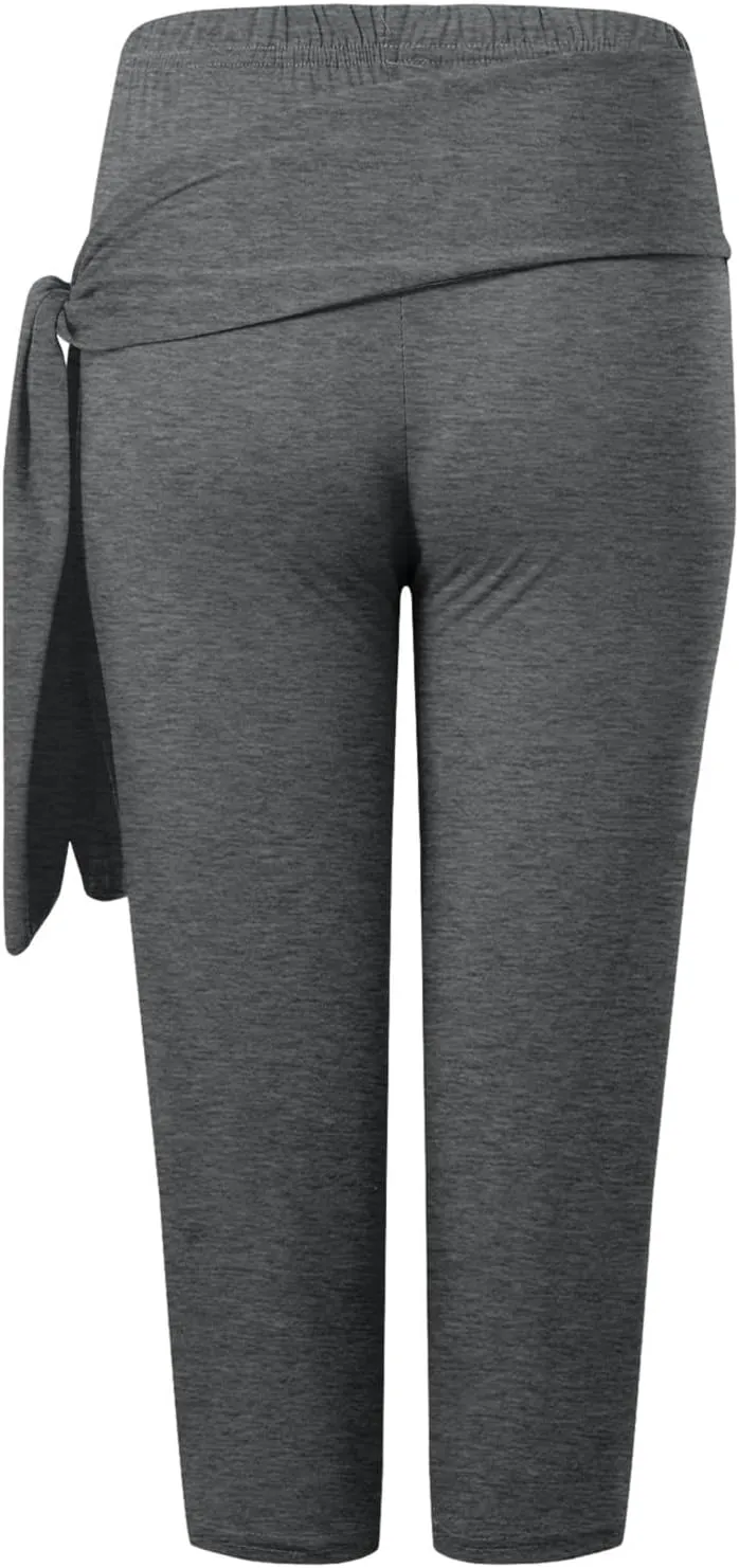 sdbrld Wide Leg Capri Pants for Women Stretch Trousers Casual Summer High Waist Capris Workout Yoga Pants Leggings