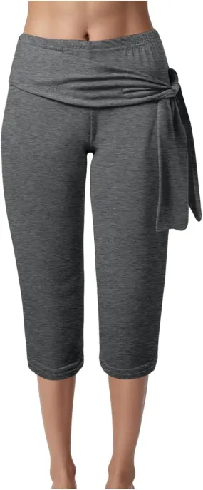sdbrld Wide Leg Capri Pants for Women Stretch Trousers Casual Summer High Waist Capris Workout Yoga Pants Leggings