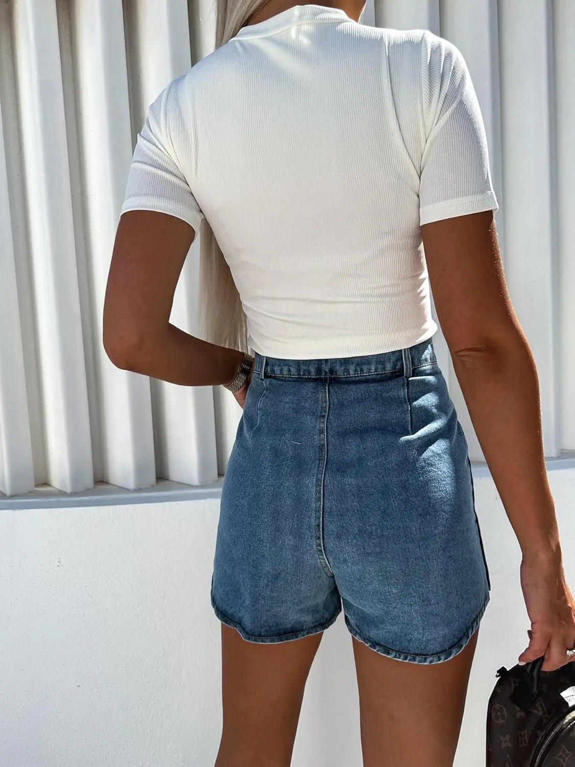 Sexy Short Denim Skirts for Women Summer Casual Distressed Denim Jean High Waisted Short Bodycon Skirt Streetwear