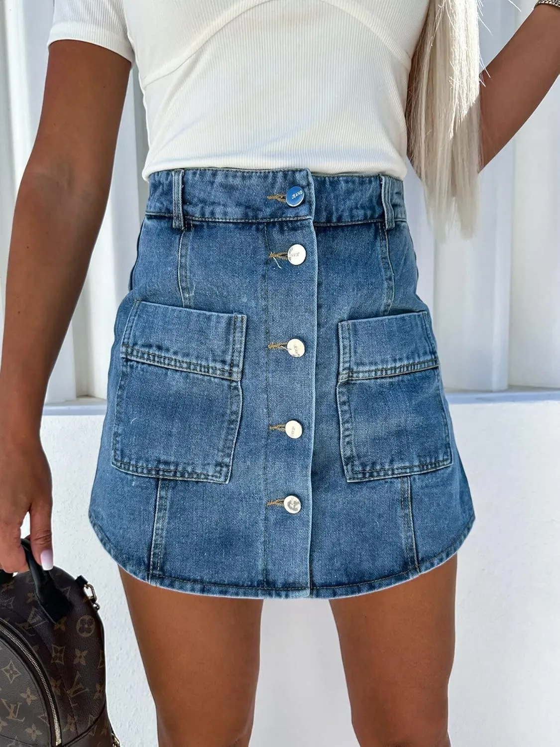 Sexy Short Denim Skirts for Women Summer Casual Distressed Denim Jean High Waisted Short Bodycon Skirt Streetwear