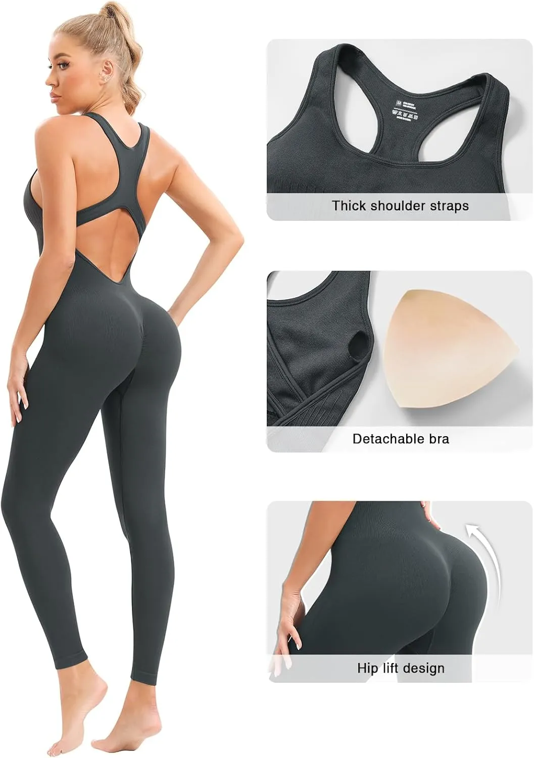 SHIZEN Womens Workout Jumpsuits Yoga Romper One Piece Tummy Control Tank Tops Unitard