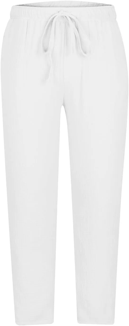 Side Zipper Pants for Men Cotton Linen Drawstring Pants Lightweight Elastic Waist Loose Lounge Pants Casual Trousers