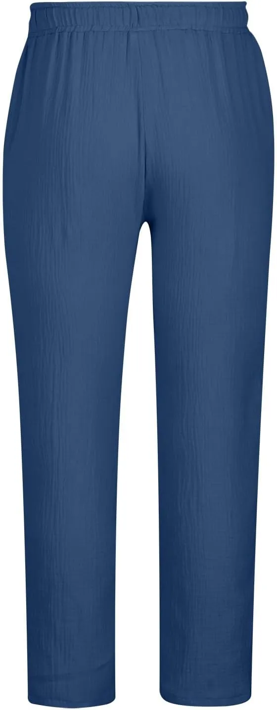 Side Zipper Pants for Men Cotton Linen Drawstring Pants Lightweight Elastic Waist Loose Lounge Pants Casual Trousers