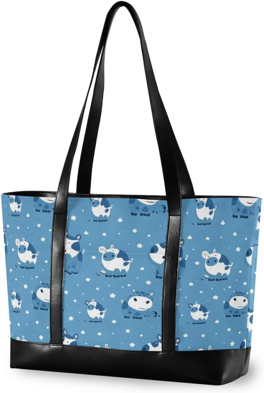Silhouette Of Hippo Powder Blue Portable womens tote bags for work with zipper for commuter with tablet maletin ejecutivo para mujer