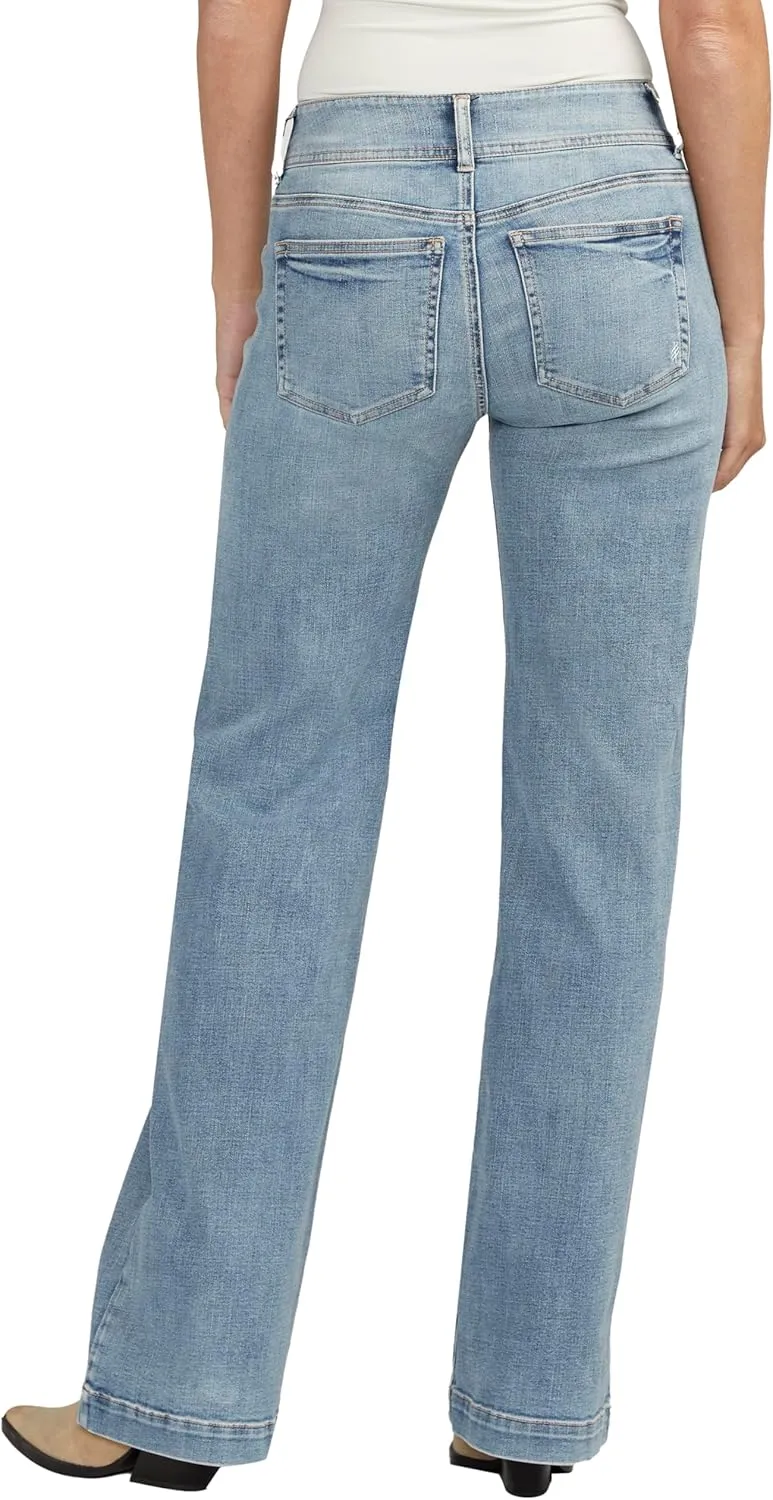Silver Jeans Co. Women's Suki Mid Rise Curvy Fit Trouser Leg Jeans