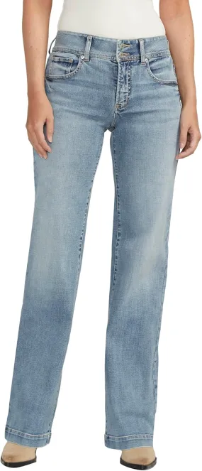 Silver Jeans Co. Women's Suki Mid Rise Curvy Fit Trouser Leg Jeans