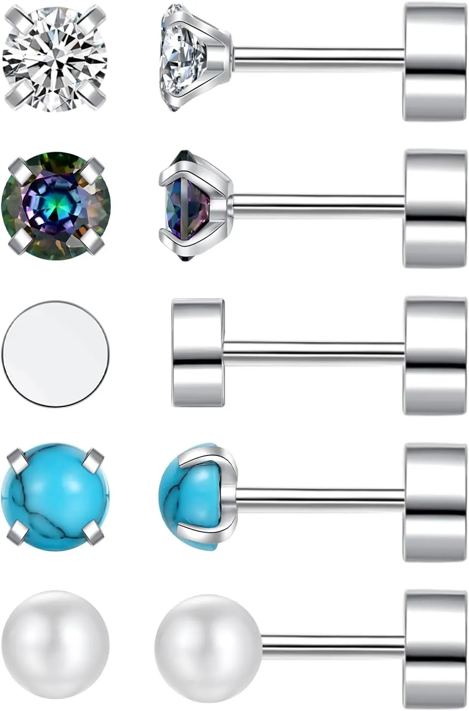 Silver Stud Earrings for Women Hypoallergenic Trendy Silver Stud Earrings Surgical Steel Earrings for Men