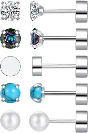 Silver Stud Earrings for Women Hypoallergenic Trendy Silver Stud Earrings Surgical Steel Earrings for Men
