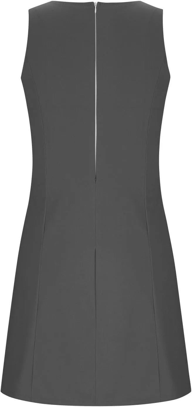 Sleeveless Mini Dresses for Women, Casual Crewneck Zip A Line Tank Dress, Solid Summer Beach Holiday Lounge Outfits