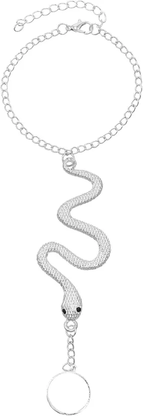 Snake Chain Bracelet for Women, Finger Ring Bracelet, Hand Harness Slave Chain Bracelet, Snake Hand Vintage Indian Jewelry Accessories