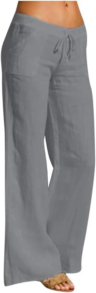 Softball Pants Womens Casual High Waisted Wide Leg Pants Button Up Straight Leg Trousers