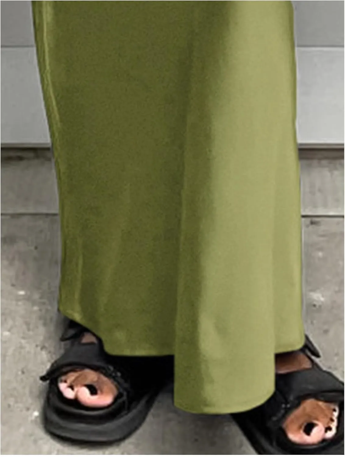 SOMTHRON Women's High Waist Satin Maxi Skirt Summer Silky A-Line Flowy Zipper Elegant Mermaid Long Skirts