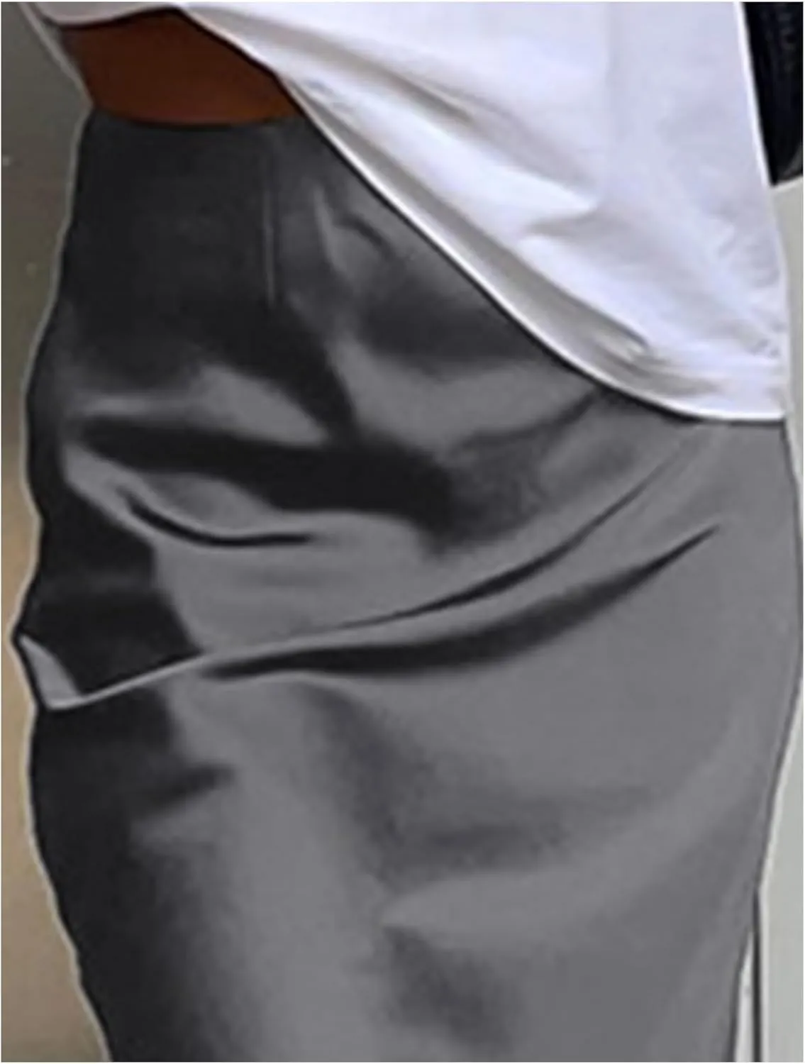 SOMTHRON Women's High Waist Satin Maxi Skirt Summer Silky A-Line Flowy Zipper Elegant Mermaid Long Skirts
