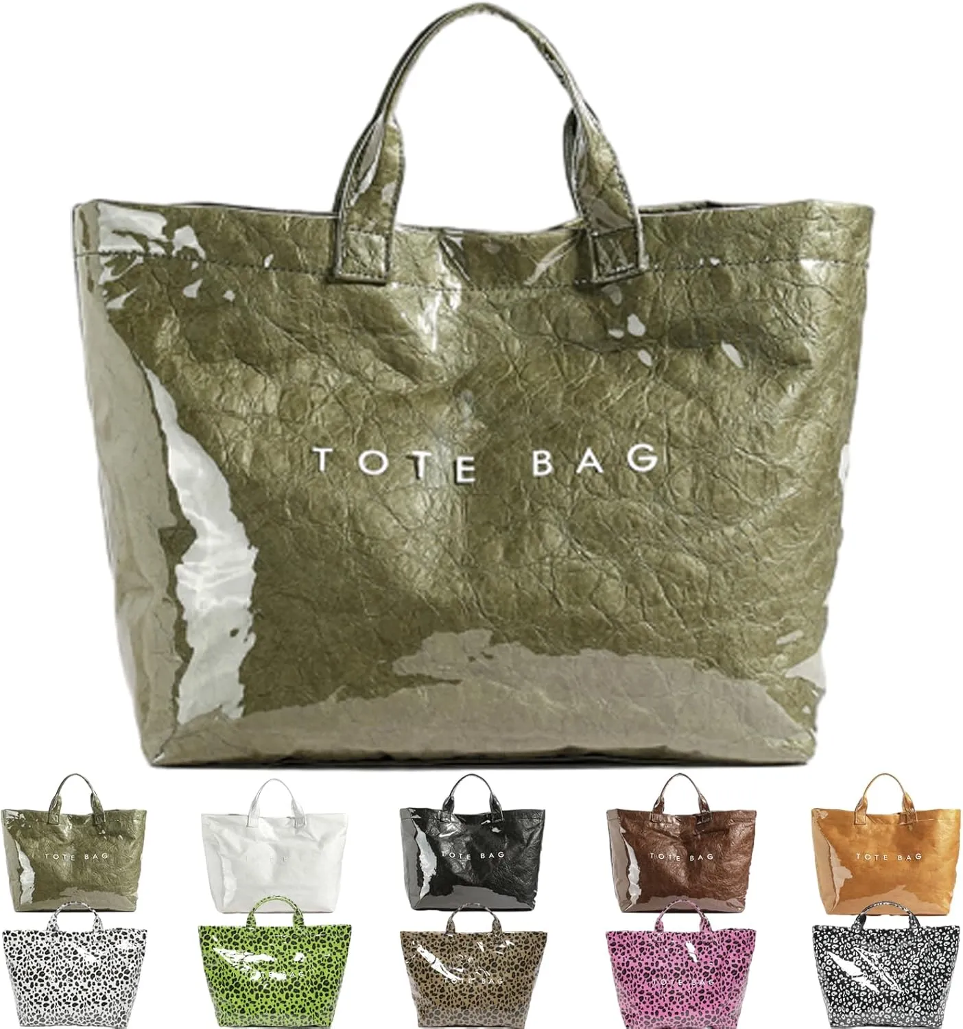 Stellaya Tote Bag, Womens Letters Print Tote Bag, Fashion Large Handle PVC Kraft Paper Handbag for Travel, Work