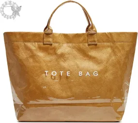 Stellaya Tote Bag, Womens Letters Print Tote Bag, Fashion Large Handle PVC Kraft Paper Handbag