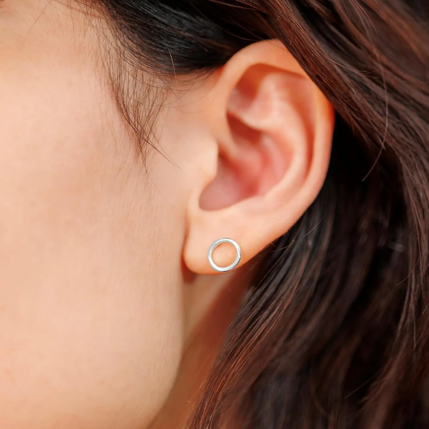 Sterling Silver Stud Earrings for Women - Certified 925 Sterling Silver Hypoallergenic Earrings for Women - Premium Comfortable Hollow Round Small Tiny Flat Back Stud Earrings for Women, Teen Girls