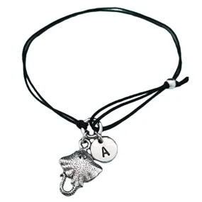 Stingray cord bracelet, stingray charm bracelet, adjustable bracelet, charm bracelet, personalized bracelet, initial bracelet, monogram