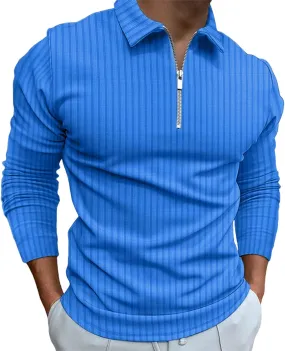 Striped Linen Shirt Men Long Sleeve Pullover Shirts Quarter Zip Sweater Lightweight Golf Shirts Oversized Casual Top