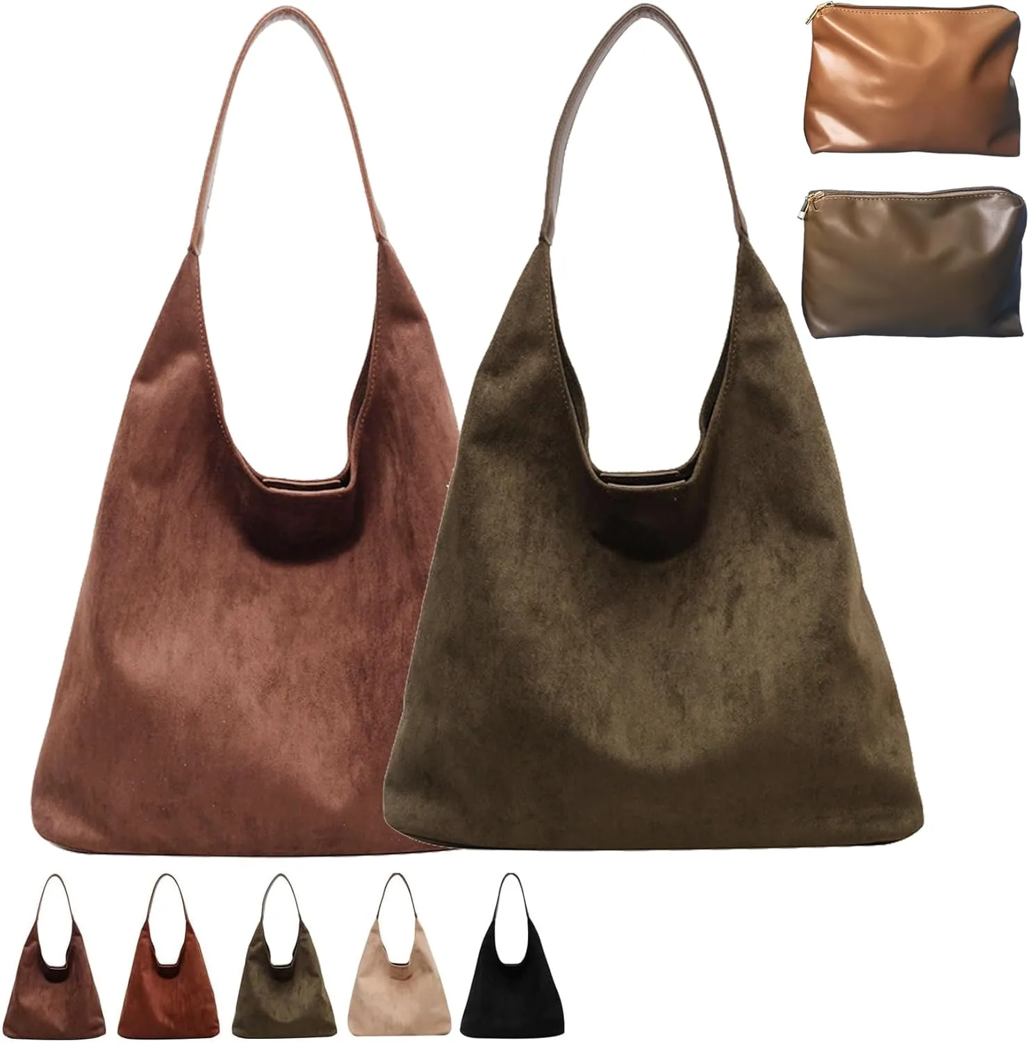 Suede Hobo Bag, Large Capacity Suede Shoulder Bag, Retro Suede Slouchy Bag, Womens Suede Tote Bag