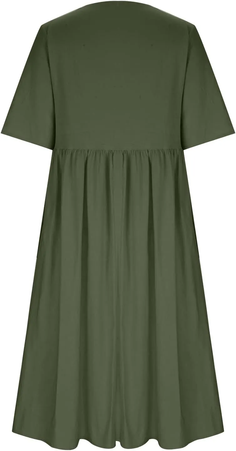 Summer Dresses for Women 2025 Floral Dress Short Sleeve Shirt Dresses Plus Size Maxi Dress Beach Vacation Sundresses