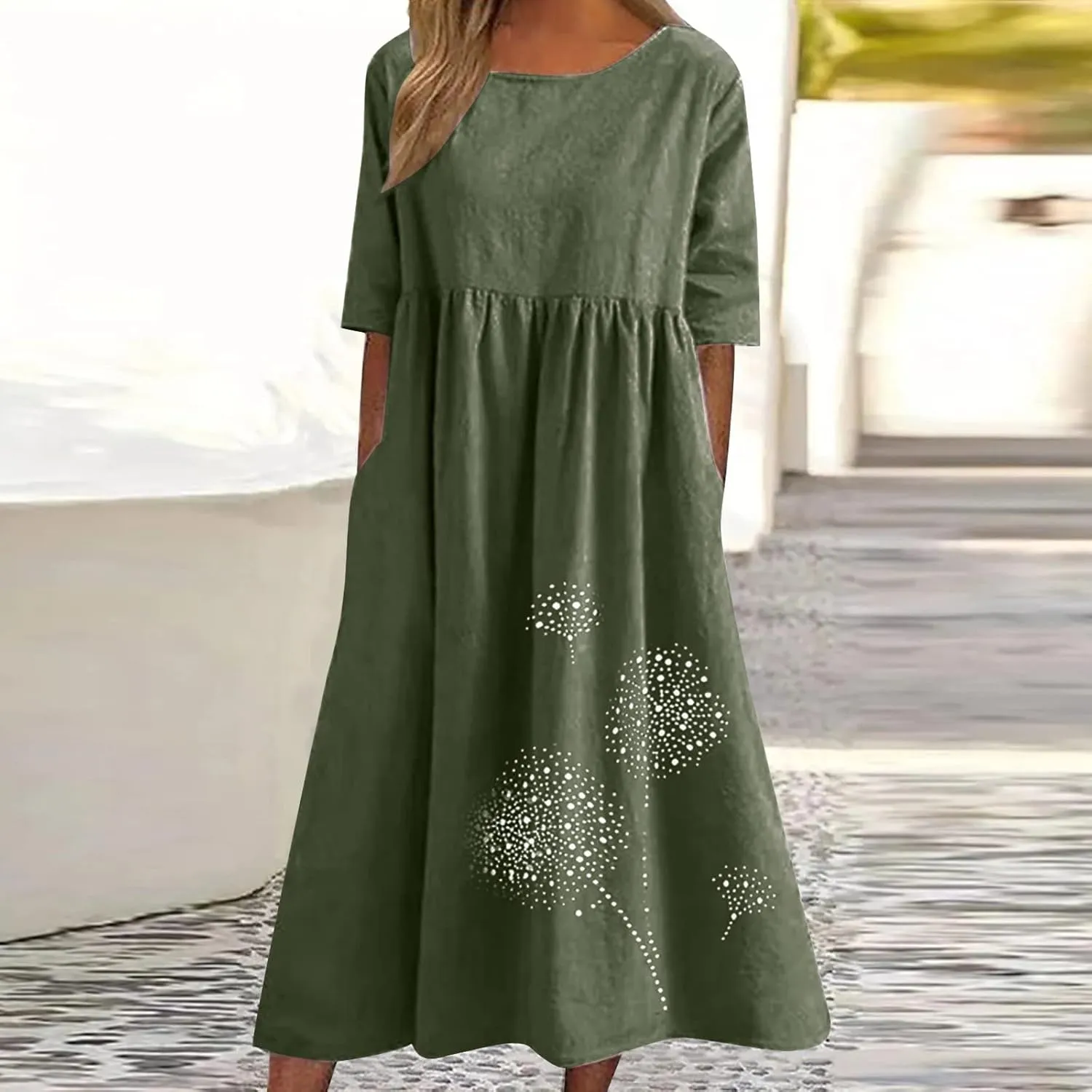 Summer Dresses for Women 2025 Floral Dress Short Sleeve Shirt Dresses Plus Size Maxi Dress Beach Vacation Sundresses