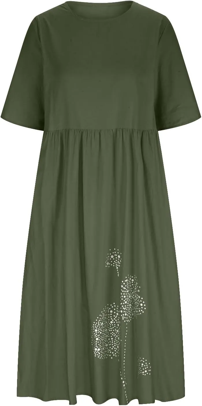 Summer Dresses for Women 2025 Floral Dress Short Sleeve Shirt Dresses Plus Size Maxi Dress Beach Vacation Sundresses