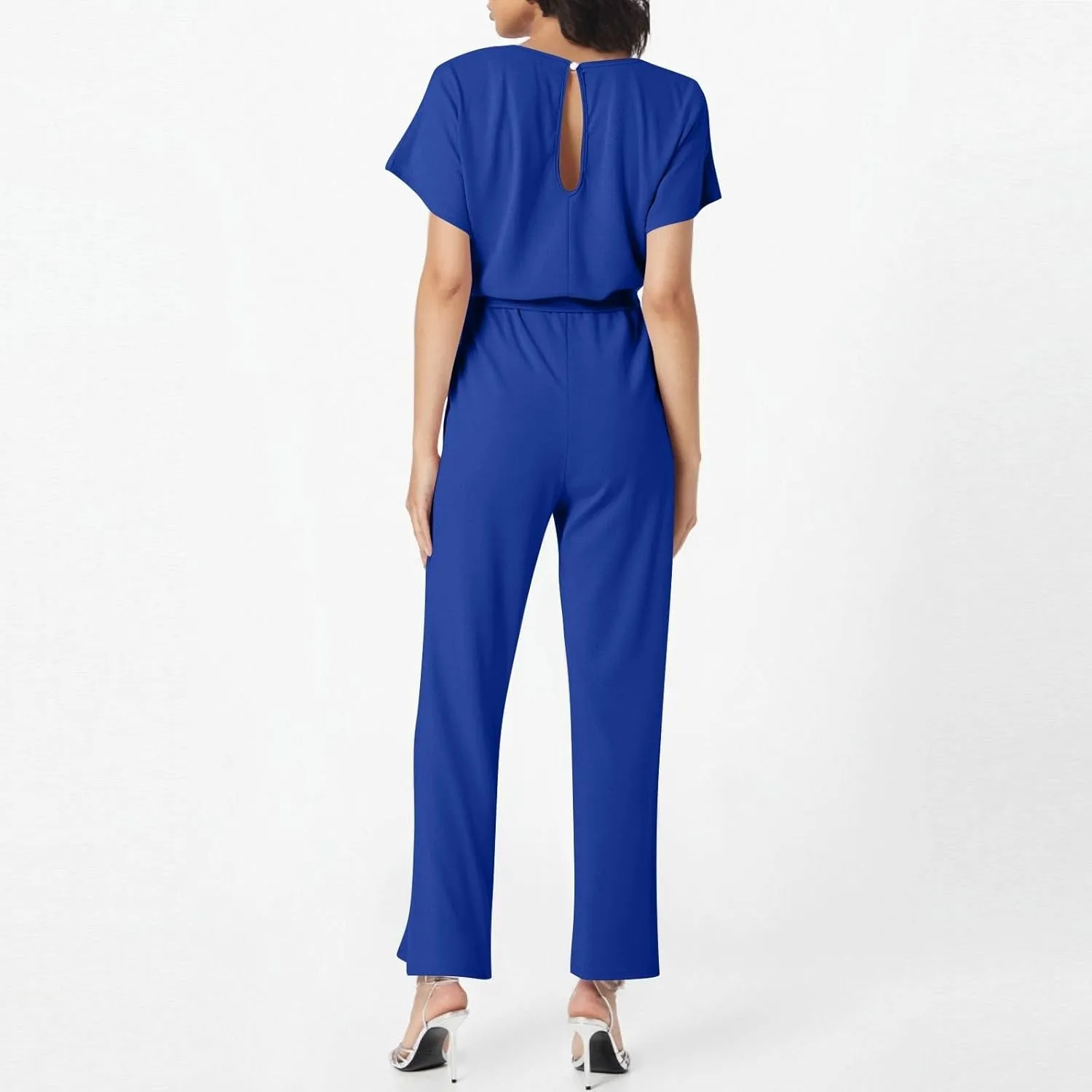 Summer Jumpsuits for Women Loose Short Sleeve Belted Wide Leg Pant Romper 2025 Casual One Piece Overalls Outfits