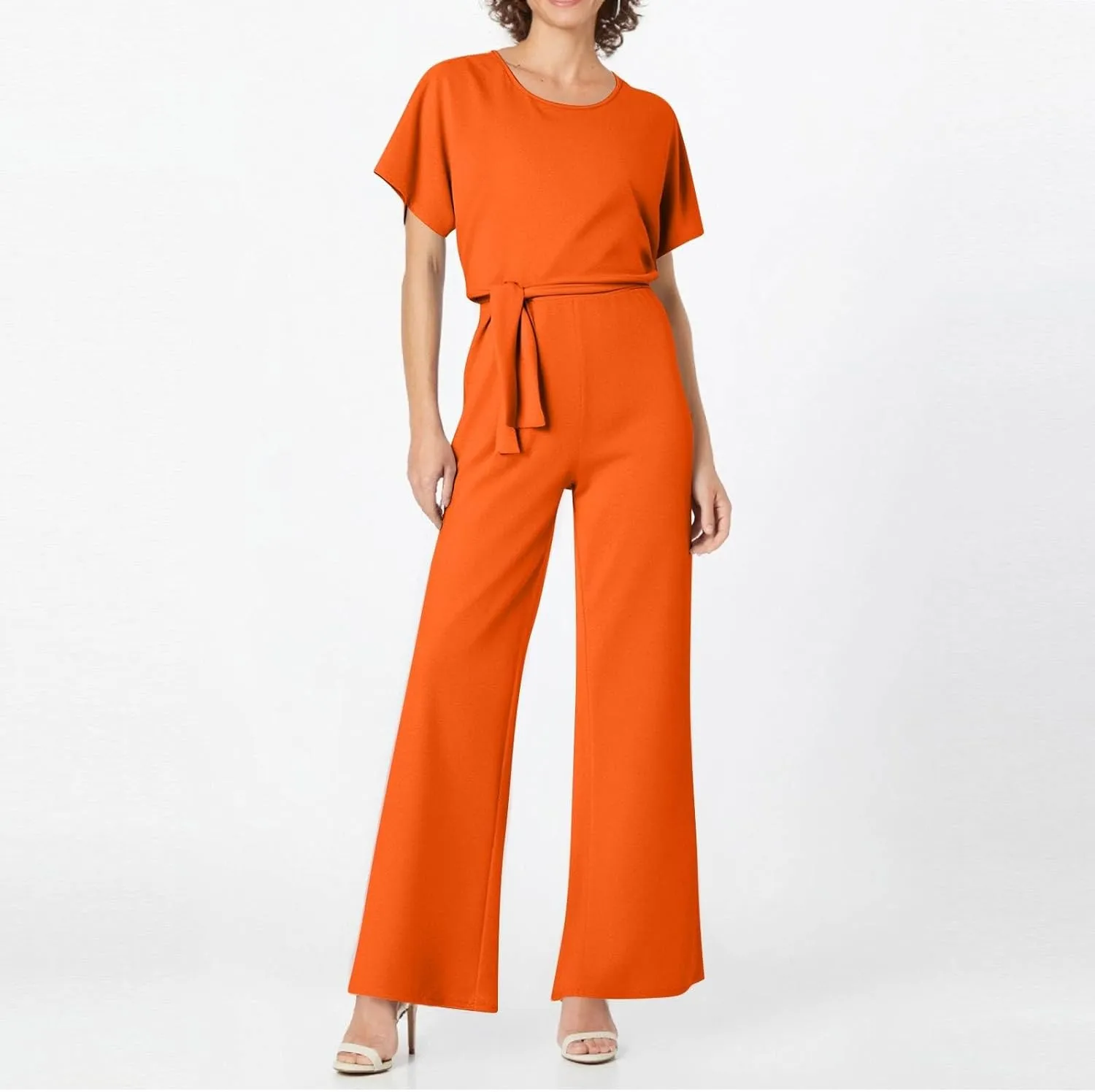 Summer Jumpsuits for Women Loose Short Sleeve Belted Wide Leg Pant Romper 2025 Casual One Piece Overalls Outfits