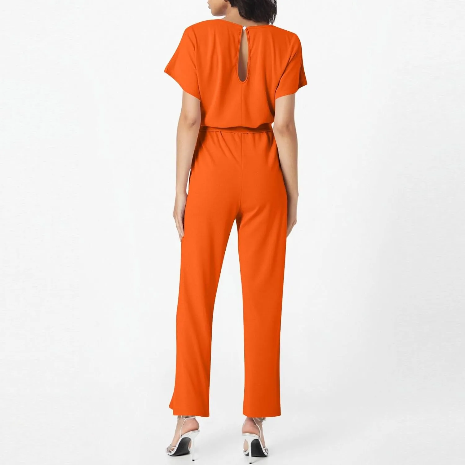 Summer Jumpsuits for Women Loose Short Sleeve Belted Wide Leg Pant Romper 2025 Casual One Piece Overalls Outfits