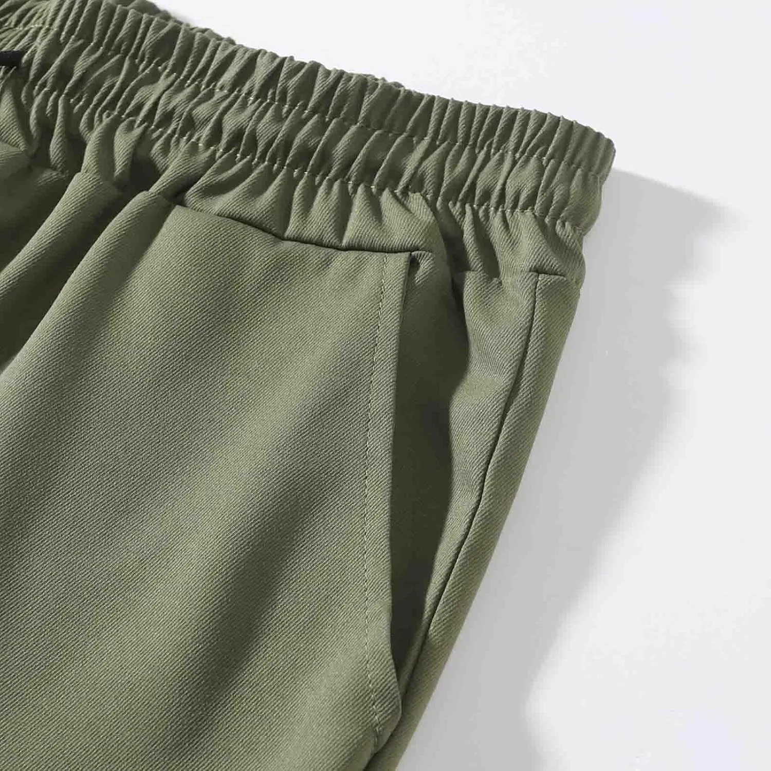 Summer Shorts with Multi Pocket Tie Elastic Waist Solid Color Cargo Shorts for Men Basic Casual Loose Fit