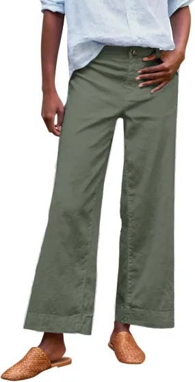 Summer Womens Linen Pants Beach Wide Leg High Waist Elastic Waistd Palazzo Pants Soft Straight Leg Outfits with Pockets