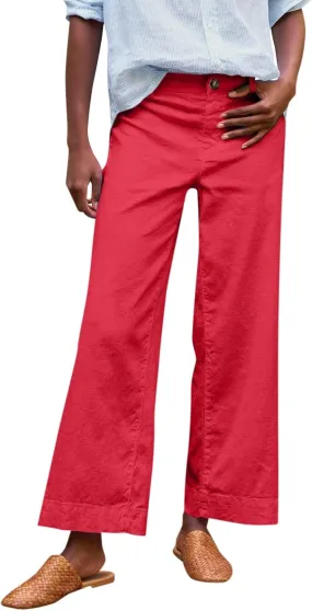 Summer Womens Linen Pants Beach Wide Leg High Waist Elastic Waistd Palazzo Pants Soft Straight Leg Outfits with Pockets