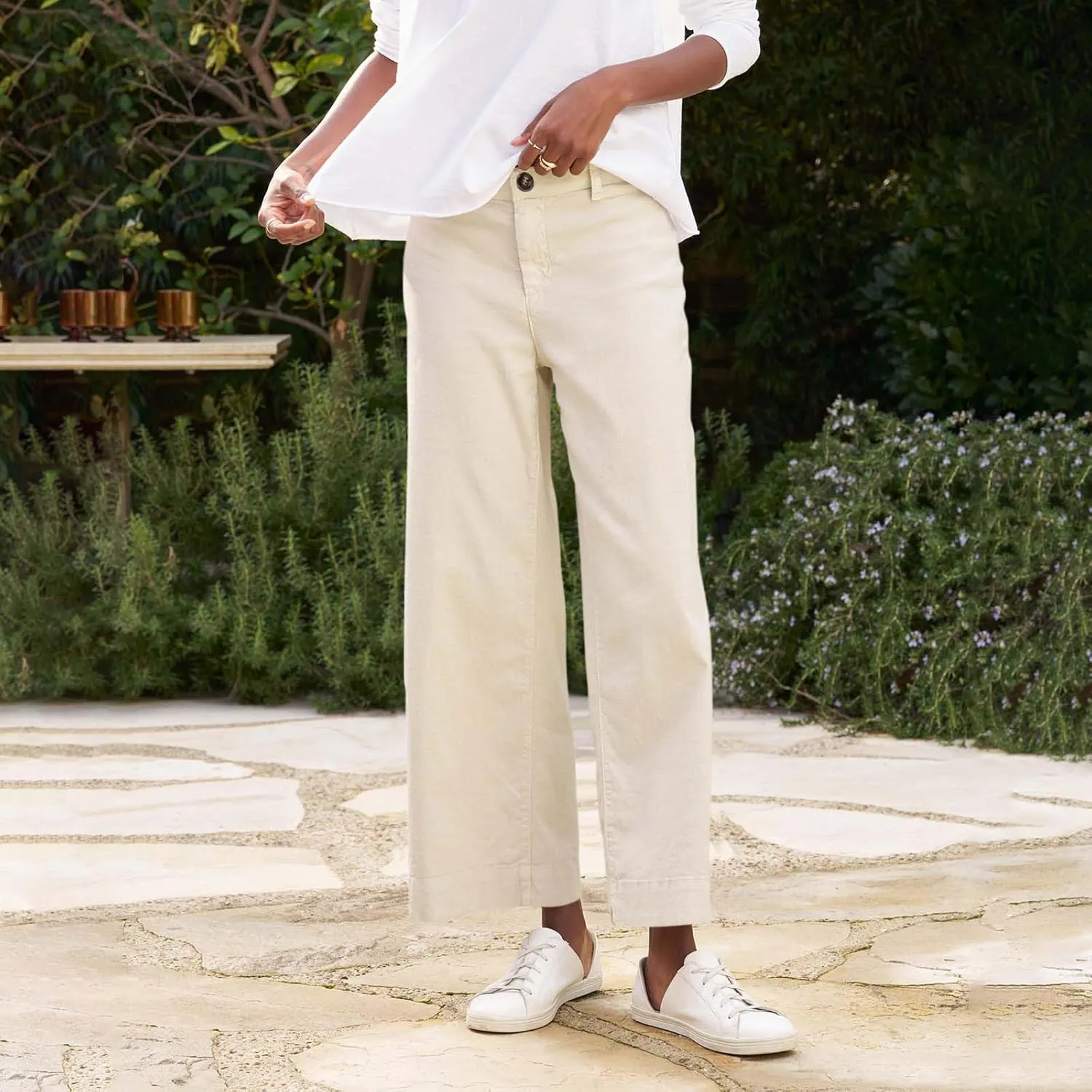 Summer Womens Linen Pants Beach Wide Leg High Waist Elastic Waistd Palazzo Pants Soft Straight Leg Outfits with Pockets