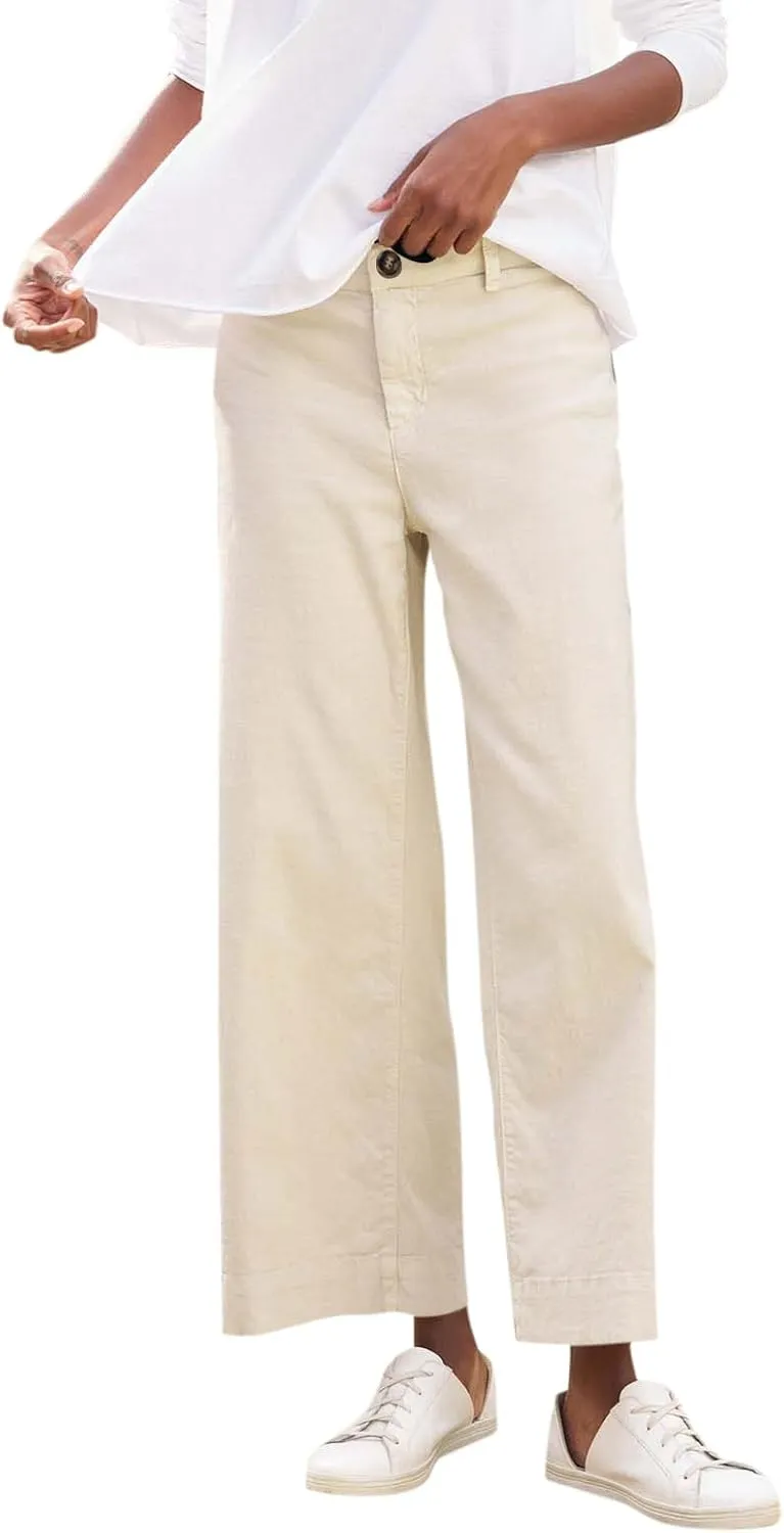 Summer Womens Linen Pants Beach Wide Leg High Waist Elastic Waistd Palazzo Pants Soft Straight Leg Outfits with Pockets