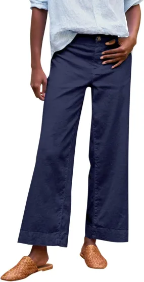 Summer Womens Linen Pants Beach Wide Leg High Waist Elastic Waistd Palazzo Pants Soft Straight Leg Outfits with Pockets