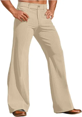 SUWBMHWE Mens Corduroy Dress Pants Loose Fit Work Pants for Men Elastic Waist Casual Lightweight Golf Flared Tapered Pants